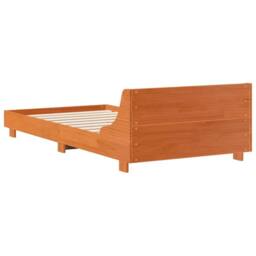 Berkfield Home Modern Bed Frame without Mattress Wax Brown 90x200 cm Solid Wood Pine - thumbnail 6
