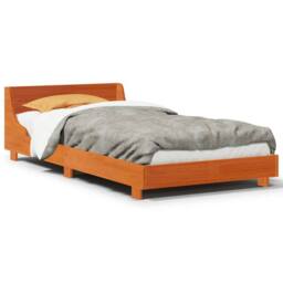 Berkfield Home Modern Bed Frame without Mattress Wax Brown 90x200 cm Solid Wood Pine - thumbnail 3
