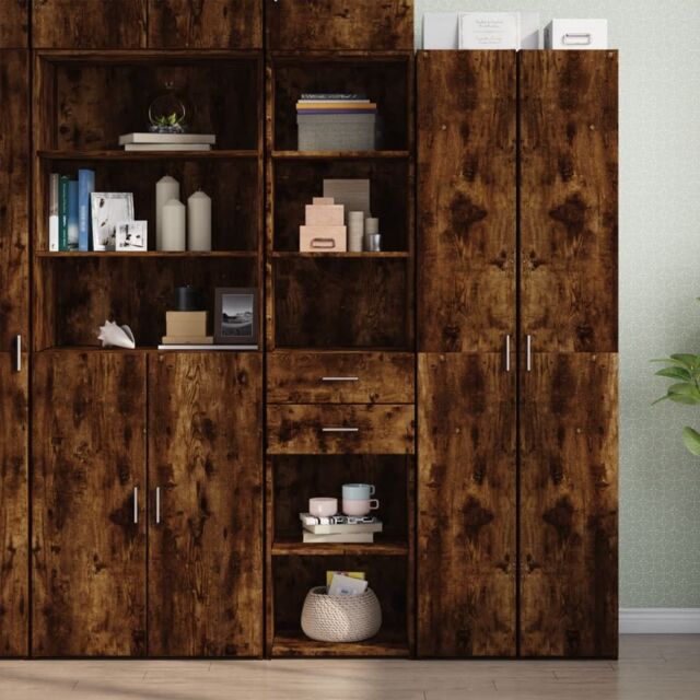 Berkfield Home Highboard Smoked Oak 45x42.5x185 cm Engineered Wood in Brown - image 1