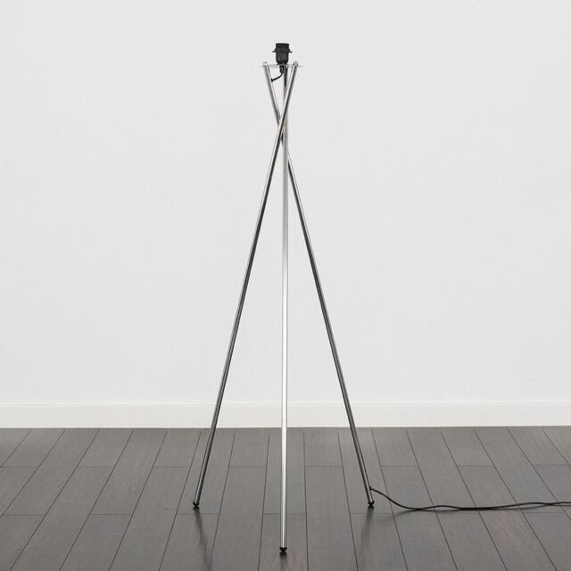 ValueLights Camden Polished Chrome Metal Stem Tripod Floor Lamp Base in Metallic Silver - image 1