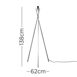 ValueLights Camden Polished Chrome Metal Stem Tripod Floor Lamp Base in Metallic Silver - thumbnail 8