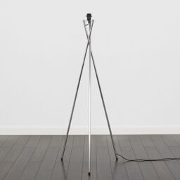 ValueLights Camden Polished Chrome Metal Stem Tripod Floor Lamp Base in Metallic Silver