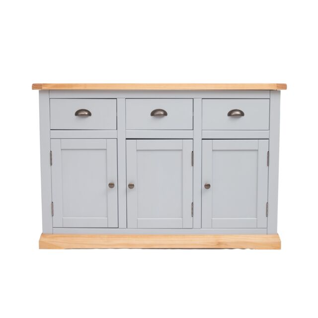 Cabinet Bits Bomporto Light Grey 3 Drawer 3 Door Sideboard Brass Cup Handle - image 1
