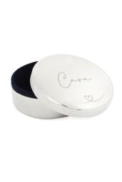 Personalised Memento Company Women's Personalised Heart Round Trinket Box in Metallic Silver - thumbnail 1