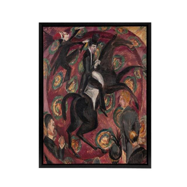 "Artery8 Circus Rider Castanets Dancers Kirchner Black Framed Canvas Wall Art in Red - Size: W12"" x H16""" - image 1