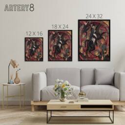 "Artery8 Circus Rider Castanets Dancers Kirchner Black Framed Canvas Wall Art in Red - Size: W12"" x H16""" - thumbnail 4