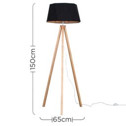 ValueLights Barbro Light Wood Tripod Floor Lamp with Black & Copper Shade - thumbnail 5