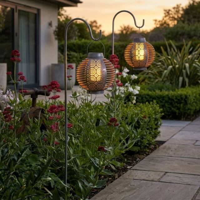 Garden Greatness Forli Solar Flaming Garden Lantern Twin Pack - Size: 2 Pack - image 1