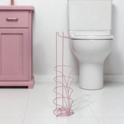 Showerdrape Vertu Chrome Toilet Roll Holder & Spare Combo in Pink