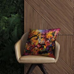 Warren Reed - Designer Abstract Halloween Painting Outdoor Cushion in Orange - Size: 45 cm x 45 cm - thumbnail 2