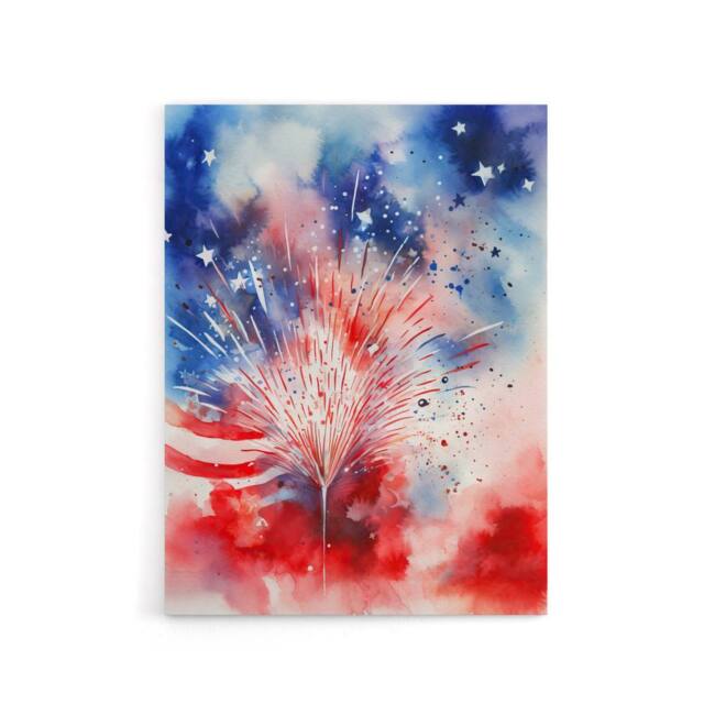 "Artery8 Stars & Stripes USA Fireworks Canvas Wall Art Print - Size: W24"" x H32""" - image 1