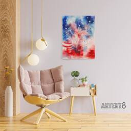 "Artery8 Stars & Stripes USA Fireworks Canvas Wall Art Print - Size: W24"" x H32""" - thumbnail 3