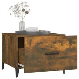 Berkfield Home Coffee Tables with Metal Legs 2 pcs Smoked Oak 50x50x40 cm in Brown - Size: 50 x 50 x 40 cm - thumbnail 5
