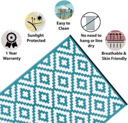 I Love Fancy Dress Nirvana Outdoor Rug 240x300cm Teal White Waterproof in Blue - Size: 240 cm x 300 cm - thumbnail 3