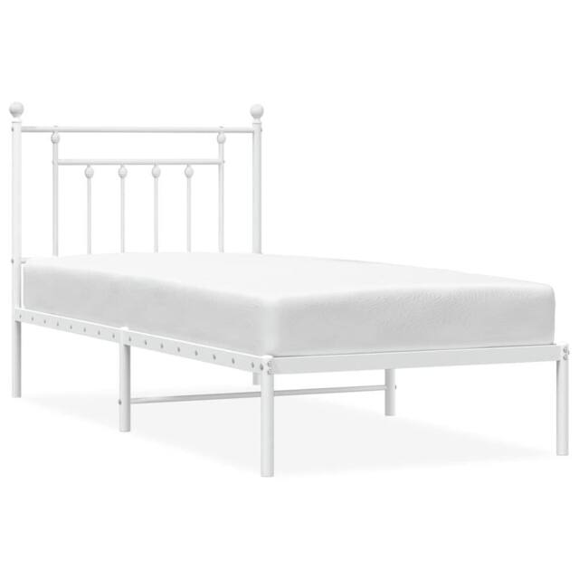 Berkfield Home Metal Bed Frame with Headboard White 90x200 cm - image 1
