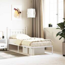 Berkfield Home Metal Bed Frame with Headboard White 90x200 cm - thumbnail 2