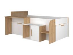 Vente-unique Combination Bed 90 X 200 Cm With Desk & Storage - White & Natural in Light Oak - Size: Single - thumbnail 7