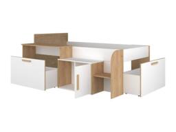 Vente-unique Combination Bed 90 X 200 Cm With Desk & Storage - White & Natural in Light Oak - Size: Single - thumbnail 9