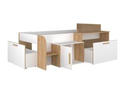 Vente-unique Combination Bed 90 X 200 Cm With Desk & Storage - White & Natural in Light Oak - Size: Single - thumbnail 8