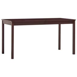 Berkfield Home Elegant Dining Table Dark Brown 140x70x73 cm Pinewood - Size: 140 x 70 x 73 cm - thumbnail 2