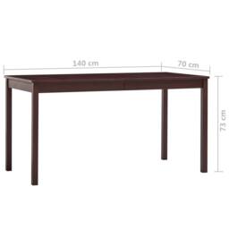 Berkfield Home Elegant Dining Table Dark Brown 140x70x73 cm Pinewood - Size: 140 x 70 x 73 cm - thumbnail 6