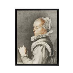 "Artery8 Cornelis Ploos van Amstel Portrait of a Young Woman Framed Canvas Art in Grey - Size: W12"" x H16""" - thumbnail 1