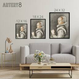 "Artery8 Cornelis Ploos van Amstel Portrait of a Young Woman Framed Canvas Art in Grey - Size: W12"" x H16""" - thumbnail 4