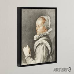 "Artery8 Cornelis Ploos van Amstel Portrait of a Young Woman Framed Canvas Art in Grey - Size: W12"" x H16""" - thumbnail 2