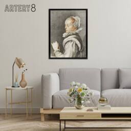 "Artery8 Cornelis Ploos van Amstel Portrait of a Young Woman Framed Canvas Art in Grey - Size: W12"" x H16""" - thumbnail 3
