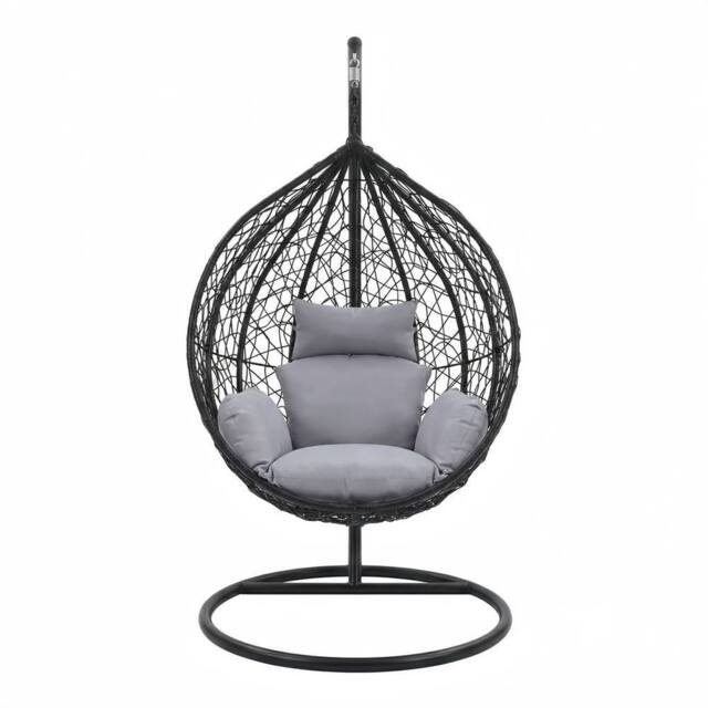 Alivio Big Basket Hanging Egg Chair with Grey Cushion (195 x 120 cm) - Size: 195 x 120 cm
