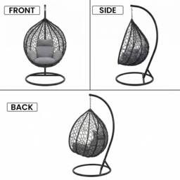 Alivio Big Basket Hanging Egg Chair with Grey Cushion (195 x 120 cm) - Size: 195 x 120 cm - thumbnail 7