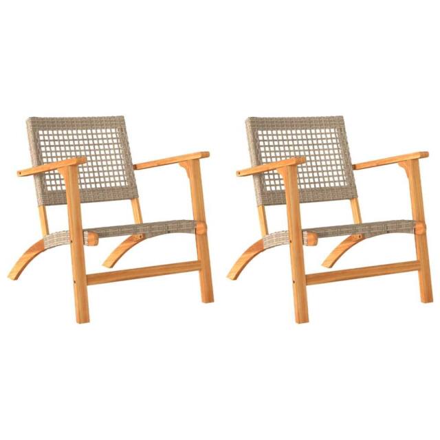 Berkfield Home Garden Chairs 2 pcs Beige Poly Rattan & Acacia Wood