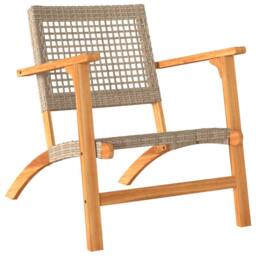 Berkfield Home Garden Chairs 2 pcs Beige Poly Rattan & Acacia Wood - thumbnail 4
