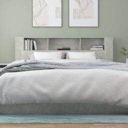 Berkfield Home Headboard Cabinet Concrete Grey 200x18.5x104.5 cm - thumbnail 5
