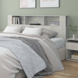 Berkfield Home Headboard Cabinet Concrete Grey 200x18.5x104.5 cm - thumbnail 1