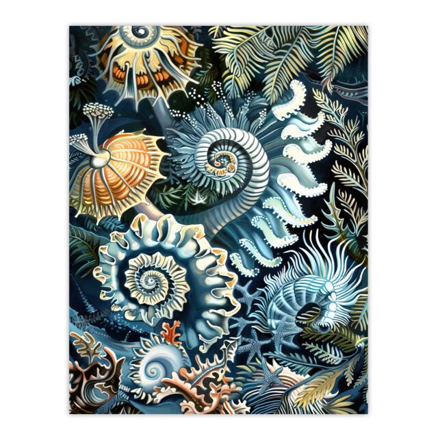 "Artery8 Sea Ocean Life Coral Reef Forms Design Wall Art Print in Blue - Size: W12"" x H16""" - image 1