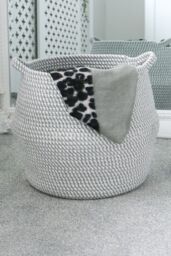 JVL Edison Round Belly Cotton Rope Storage Large Grey - thumbnail 2