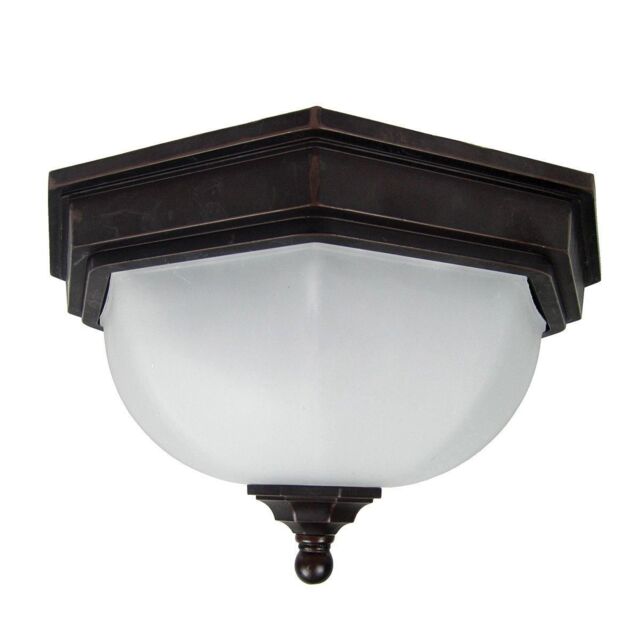 Netlighting Fairford 2 Light Bathroom Flush Ceiling Lantern Bronze IP44 E27 - image 1
