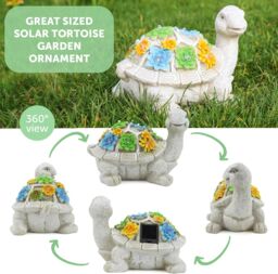 ILFD Group Ltd Solar Turtle Garden Ornament in Grey - Size: 3 Pack - thumbnail 5