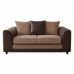 Furnishings For Less UK Luca Brown & Beige 2 Seater Fabric & Leather Trim Cord - thumbnail 2