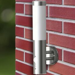 Berkfield Home Outdoor Wall Lamp with Motion Detector Stainless Steel in Silver - thumbnail 5