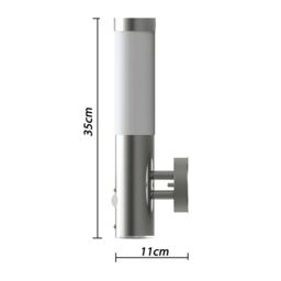 Berkfield Home Outdoor Wall Lamp with Motion Detector Stainless Steel in Silver - thumbnail 2