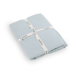 Native Natural Aqua Single 100% Linen Fitted Sheet (90x190cm) in Blue - Size: Single Fitted - thumbnail 2
