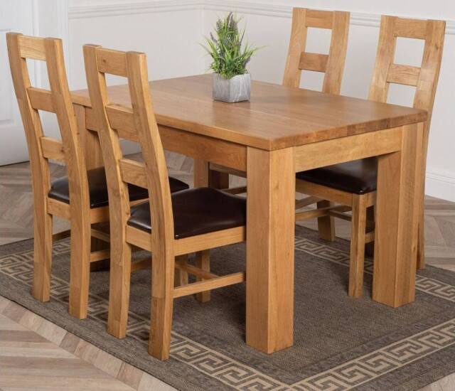 Thats Furniture Dakot 127 x 82cm Oak Small Dining Table & 4 Yale Chairs in Brown - Size: 127 x 82 cm - image 1