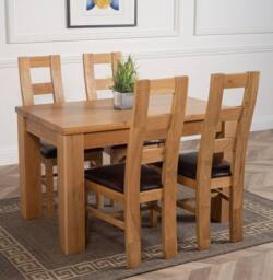 Thats Furniture Dakot 127 x 82cm Oak Small Dining Table & 4 Yale Chairs in Brown - Size: 127 x 82 cm - thumbnail 3