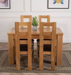 Thats Furniture Dakot 127 x 82cm Oak Small Dining Table & 4 Yale Chairs in Brown - Size: 127 x 82 cm - thumbnail 2