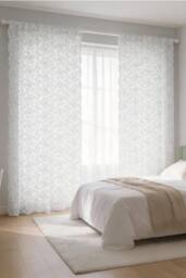 Living and Home White Floral Lace Sheer Curtains, 2-Panel Set - Size: 125 cm width x 150 cm drop - thumbnail 2