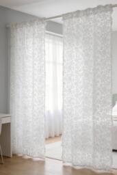 Living and Home White Floral Lace Sheer Curtains, 2-Panel Set - Size: 125 cm width x 150 cm drop - thumbnail 3