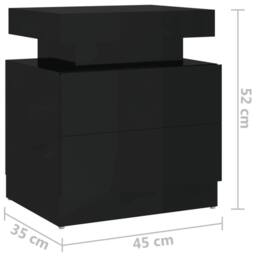 Berkfield Home Bedside Cabinet High Gloss Black 45x35x52 cm Engineered Wood - Size: 45 x 35 x 52 cm - thumbnail 7