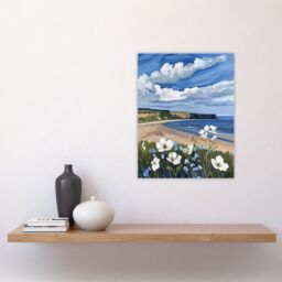 "Artery8 Saltburn Hunt Cliff Yorkshire Wildflowers Digital Wall Art Print in Blue - Size: W18"" x H24""" - thumbnail 4
